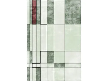 FACE RELOADED MARKED GREEN - Custom handmade Bamboo silk rug with geometric shapes by Sirecom Tappeti - view 2